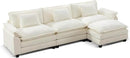 URRED Modular Sectional Sofa Comfy Cloud Couch, Modern Chenille Sofa Sleeper Deep Seat Couches with Ottoman/Pillows for Living Room (White, 117''- L Shape) by CozyNest Decor