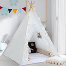 Teepee Tent for Kids with Padded Mat Cotton Canvas Kids Teepee with Pompom for Toddlers Indoor Play Tent for Girls Boys with Stars Lights, Carry Bag, Banner Flag (Snowman) by TinyTreasures Baby Boutique