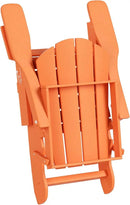 WO Home Furniture Adirondack Chair Table Set of 2 PCS Outdoor Folding Chair w Side Table Weather/UV Resistant for Lawn, Garden, Bon Fire, Balcony (Orange) by GreenHaven Gardens