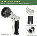FANHAO Heavy Duty Garden Hose Nozzle, 100% Metal Water Nozzle with 8 Adjustable Spray Patterns, High Pressure Hose Sprayer with Non-Slip Grip for Watering Plants & Lawns, Washing Cars & Pets -Silver by GreenHaven Gardens