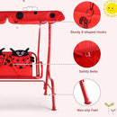 GLACER Porch Swing, Kids Patio Hammock w/Adjustable Canopy & Stand, Safety Belt, 2 Seats Outdoor Swing Bench, Metal Frame Hanging Lounge Chair, Swing Sets for Backyard, Garden, Poolside (Red Ladybug) by TinyTreasures Baby Boutique
