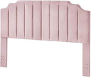 24KF Pink Teddy Fabric Tufted King Upholstered Headboard, Modern Vertical Channel Design California King Headboard with Stepped Silhouette Top Edge,6026-K-Teddy Pink by CozyNest Decor