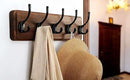 Dseap Wall Mounted Coat Rack: Patented, Heavy-Duty, 17.4" Long 5-Double-Hooks Wooden Hanger Rail for Winter Coats, Hat, Jacket, Clothing - Natural & Black, Pack of 2 by CozyNest Decor