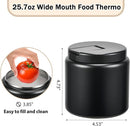 26oz Kids Thermos for Hot Food, Insulated Vacuum Food Jar with Buckle Lid, Stainless Steel Wide Mouth Leak Proof Insulated Lunch Container for School Picnic Travel, Black by TinyTreasures Baby Boutique