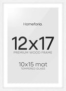 Homeforia 12x17 White Picture Frame, High End Oak 12x17 White Wooden Poster Frames with Mat 10x15 for Print, 12 x 17 Wood Frame Matted to 10 x 15 Photo, 17x12 Frame, Tempered Glass, Wall Kit, Set of 1 by CozyNest Decor