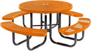 Coated Outdoor Furniture Heavy-Duty Portable Outdoor Picnic Table with Umbrella Hole, Expanded Metal Commercial-Grade Patio Dining Furniture Made in America (46" Round Top, Orange) by GreenHaven Gardens