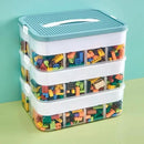 Toys Organizer Storage Case for Lego Box Kids Toy Stackable Building Blocks with Lids Bins Adjustable Lego Storage Containers Plastic Toy Box 3 Layer (Green) by CozyNest Decor