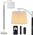 Floor Lamp, LED Floor Lamp with APP & Remote & Touch Control, Stepless Color Temperatures and Brightness, Tall Standing Lamp with Pleated Lampshade for Living Room, Bedroom, Office(Black Nickel) by CozyNest Decor