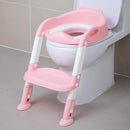 Potty Training Toilet Chair Seat with Step Stool Ladder for Kids and Toddler Boys Girls - Foldable Height Adjustable Children Toilet Training Seat with Safe Handles & Anti-Slip Pads, White-Pink by TinyTreasures Baby Boutique
