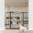 29.53"-43.30" Mornyray Auto-Close Baby Gate Extra Wide, Pressure Mounted Dog & Pet Gate for Stairs Doorways, No Drill Safety Barrier with Lace Design, Metal Child Proof Gate Indoor Outdoor, Black by TinyTreasures Baby Boutique