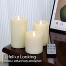 Flameless Candles Battery Operated with Remote Timer, 3D Moving Flame Flickering, Last 600+ Hours Battery Candles, Set of 3 Ivory Real Wax Electric LED Candle for Wedding Party Decor by CozyNest Decor