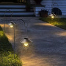 HUYIENO 2Pack Solar Metal Hanging Lantern with Shepherd Hook Outdoor Led Garden Lights Black by GreenHaven Gardens