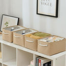 Organization and Storage Basket for Gifts Empty - 16x12x8 inch Large 4 Pack Fabric Storage Cube Collapsible Baskets for Shelves with Handles, Storage Box for Cloth Books Laundry Canvas(Beige) by TinyTreasures Baby Boutique