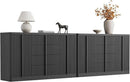 Buffet Cabinet with Storage, 120" Fluted Coffee Bar with 8 Drawers & 4 Doors, Modern Sideboard Buffet with Solid Wood Handle, Credenza Storage Cabinet for Living Room Kitchen Dining Room, Black(2PCS) by CozyNest Decor
