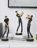 HAUCOZE Golf Figurine Statue Golfer Decoration Arts Home Decor Sculpture Polyresin Black 9.6 inch by CozyNest Decor