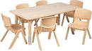 Flash Furniture Emmy Adjustable Classroom Activity Table with 6 Stackable Chairs, Plastic Activity Table for Kids, 23.625" W x 47.25" L, Natural by CozyNest Decor
