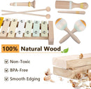 Baby Musical Instruments-Montessori Wooden Toys for Toddlers 1-3,Neutral Colors Percussion Instruments Set with Modern Boho Xylophone for Kids Preschool Educational 3+ by TinyTreasures Baby Boutique