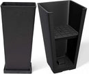 LA JOLIE MUSE 26 inch Tall Black Planters for Outdoor Plants,Set of 2 Tapered Planters with Trays,V-Shape Rectangular Garden Planters for Front Door, Patio and Deck by GreenHaven Gardens