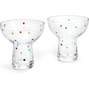 Hand Blown Margarita Glass – (Polka Dot Vintage Design)