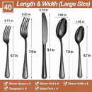 40 Pcs Black Silverware Set for 8 with Simple Striped Handle Design, Food Grade Stainless Steel Flatware Set, Eating Utensils Sets Include Fork/Knife/Spoon, Cutlery Set, Dishwasher Safe by CozyNest Decor
