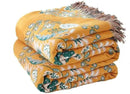 Boho Throw Blanket for Bed,100% Cotton Ultra Soft Lightweight Muslin 4-Layer Breathable Woven Throws 90''x 98'' Blanket Yellow Floral Printed Farmhouse Decor Bed Blankets by CozyNest Decor