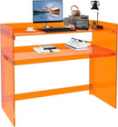 Acrylic Desk with Retaining Edge, Orange Acrylic Table, Console Table for Office, Study, Bedroom, Entrance Decor (17.7" D x 39.4" W x 31.5" H, Orange) by CozyNest Decor