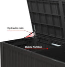 150 Gallon Resin Outdoor Deck Box Waterproof Patio Furniture, Garden Tools, Cushions, Pool Accessories Outside Storage (Black, 150 Gallon) by GreenHaven Gardens