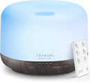 ASAKUKI 500ml Premium, Essential Oil Diffuser with Remote Control, 5 in 1 Ultrasonic Aromatherapy Fragrant Oil Humidifier Vaporizer, Timer and Auto-Off Switch Brown by TinyTreasures Baby Boutique