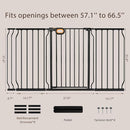 owlie 37.4" Extra Tall Wide Baby Gate for Stairs Doorways,57-66 Inch Extra Large Long Baby Gate with Door Indoor Safety Metal Pressure Mounted Pet Gate with Walk-Thru Auto Close, Black by TinyTreasures Baby Boutique