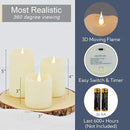 Flameless Candles Battery Operated with Remote Timer, 3D Moving Flame Flickering, Last 600+ Hours Battery Candles, Set of 3 Ivory Real Wax Electric LED Candle for Wedding Party Decor by CozyNest Decor