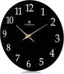 Lafocuse 12 Inch Silent Black Wall Clock Battery Operated for Living Room Decor, Simple Minimalist Wooden Wall Clock for Kitchen Bedroom Office by CozyNest Decor
