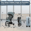 Inglesina Quid³ Stroller, Galaxy Gray - Compact Reclining Travel Stroller for Baby & Toddler 0-55 lbs, One Hand fold, Car seat Compatible, Airplane Overhead, Lightweight, Foldable, XL UPF 50+ Canopy by TinyTreasures Baby Boutique