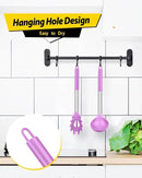 Silicone Pasta Fork and Ladle Spoon Set, Large Non Stick Kitchen Utensils for Cooking,Stirring,Serving Spaghetti, Soup, Sauce (PURPLE) by CozyNest Decor