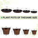Plant Planters Pots Set of 4 Pack 16 Inch，Large Plastic Flower Pot for Indoor Plants with Drainage Holes & Trays, Resin Decorative Container Sets with Saucer for House Outdoor Garden Plant Copper by GreenHaven Gardens