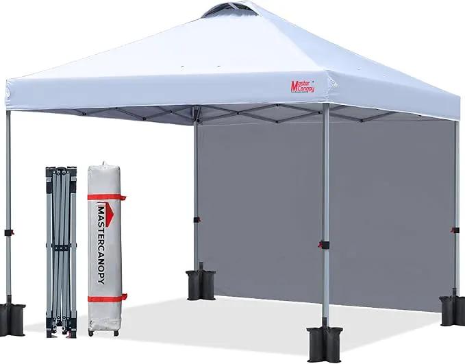MASTERCANOPY Durable Pop-up Canopy Tent with 1 Sidewall (10'x10',White)