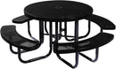 Heavy-Duty Portable Outdoor Picnic Table with Umbrella Hole, Punched Steel Commercial-Grade Patio Dining Furniture Made in America (46" Round Top, Textured Black) by CozyNest Decor