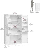 VASAGLE Pantry Cabinet, 53.5-Inch High Freestanding Tall Cupboard Storage Cabinet, 2 Cabinets, 2 Adjustable Shelves, 6 Door Shelves, for Living Room, Kitchen, White UBBC671W01 by CozyNest Decor