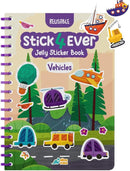 Stick4Ever Jelly Sticker Book - for Kids - Waterproof, Easy to Clean Jelly Stickers for Kids - Reusable Sticker Book for Toddlers with 50 Pcs of Reusable Stickers (Vehicles) by TinyTreasures Baby Boutique