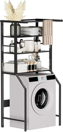 Dryer Storage Shelf and Heavy Duty Over the Washer– All-Steel Laundry Room Organizer with Clothes Drying Rod, Space-Saving Shelf for Front-Load Washers and Dryers, 29.92"L x 23.65"D x 70.8"H by CozyNest Decor