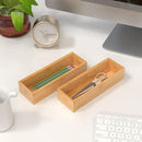 Silverware Tray for Drawer, Stackable Kitchen Bamboo Drawer Organizer 9" x 3" x 2" Set of 2 by CozyNest Decor
