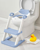 Forbena Boys Potty Training Seat with Step Stool Ladder, Toilet Potty Seat for Baby Boy Toddlers, Kids Chair Stairs with Handles and Soft Cushion (White and Blue) by TinyTreasures Baby Boutique