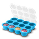 Samuelworld Baby Food Storage Container, 12 Portions x 2.5oz - BPA Free Silicone Freezer Tray with Clip-On Lid for Breast Milk Storage, Homemade Baby Food, Vegetable & Fruit Purees - Blue by TinyTreasures Baby Boutique