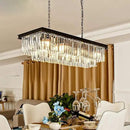 Modern K9 Crystal Chandelier Pendant Light Fixture, Rectangular Ceiling Lamp with 8-Lights for Dining Room & Kitchen, Finished in Chrome, L33.5 Inch by CozyNest Decor