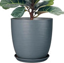 12 Inch Pots for Plants Ceramic Planter Pot Large Flower Pot with Drainage Hole and Saucer for Home Patio Garden Office Indoor Outdoor Gray by GreenHaven Gardens