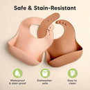 KeaBabies 2-Pack Silicone Baby Bibs for Eating - Sturdy Food-Grade Silicone Bibs for Babies Girl, Boy, Large Food Catcher, Clean & Put On Easily, Waterproof Toddler Feeding Essentials (Dusk) by TinyTreasures Baby Boutique