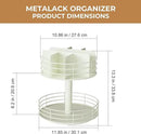 Snack Organizer - Versatile Snack Storage 2 Tier Lazy Susan with Convenient Grab-and-Go Design, Metal Snack Holder for Home, Office, Breakroom, 12.13" L x 12.13" W x 12.56" H (Matte White) by CozyNest Decor