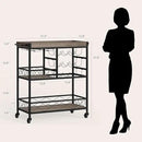 Gizoon Rolling Bar Cart, a Versatile Beverage Cart with a Removable Tray, 12-Bottle Wine Rack, and Glass Holder, The Bar Cart is Perfect for Kitchen, Dining Room, or Outdoor Use (Gray) by CozyNest Decor