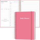 Daily Planner Undated - A5 To Do List Notebook Hourly Schedules, Spiral Appointment Planner for Women and Men, PVC Hardcover, Inner Pocket, Elastic Closure, 5.8" x 8.3", Pink by TinyTreasures Baby Boutique