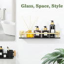 Alise Bathroom Glass Shelf with Stainless Steel Railing, Gold Small Tempered Glass Floating Wall Shelf Over The Toilet, 16 inch by CozyNest Decor