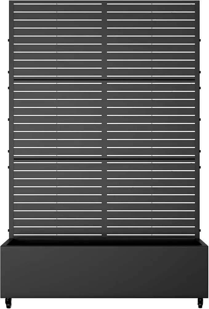 Casaphoria Metal Raised Garden Bed with Trellis and Wheels, 72"x47"x16" Planter Box for Climbing Plants, Vegetables & Vines, Features Drainage Holes and Privacy Screen (Black-Louvered), photo 2 of 9